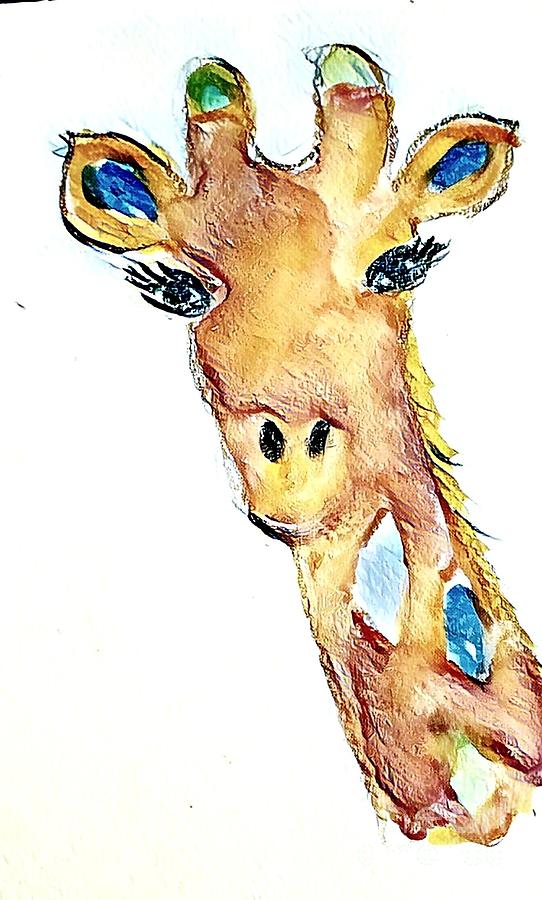 Giraffe with Makeup Painting by Margaret Welsh Willowsilk