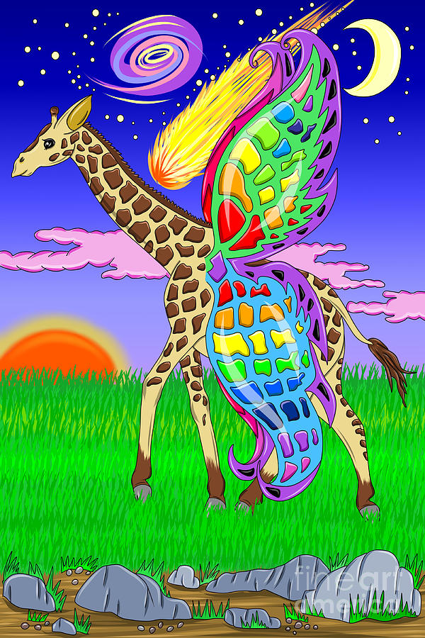 Giraffe With Wings Digital Art