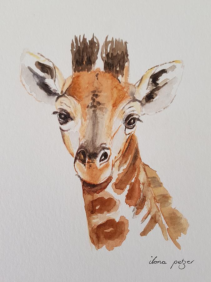 Giraffe Youngster Painting by Ilona Petzer