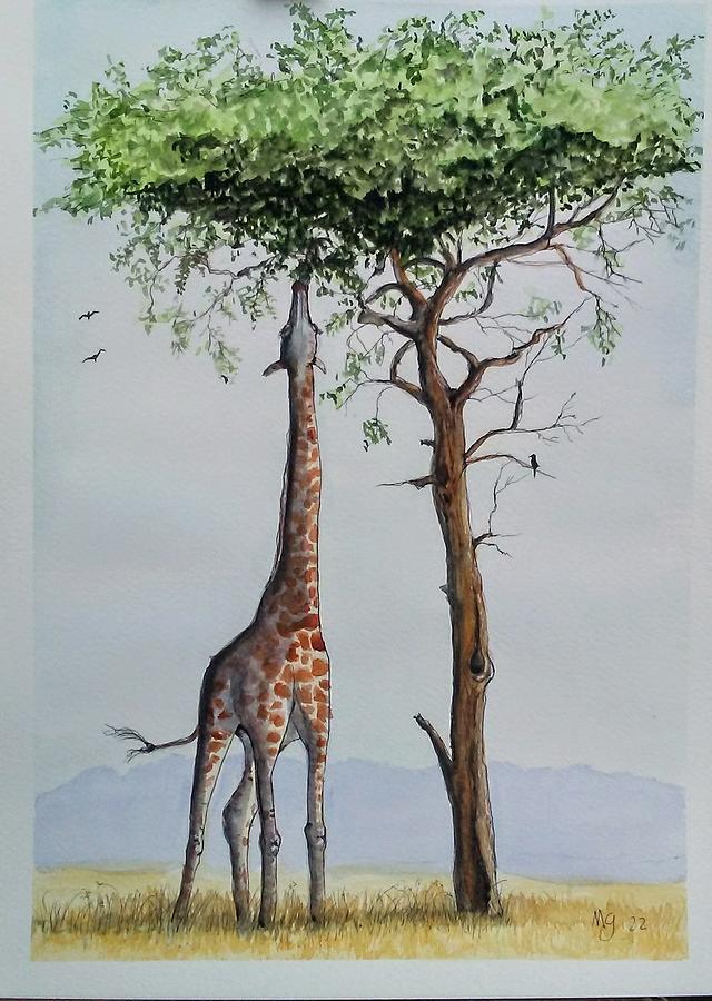 Giraffe1 Painting by Mindy Gibbs