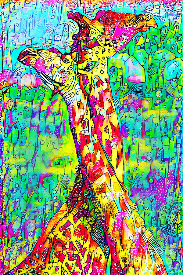 Giraffes in Contemporary Vibrant Happy Color Motif 20200511v2 Photograph by Wingsdomain Art and Photography