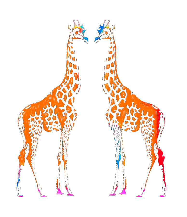 Giraffes in Love Digital Art by John Haldane