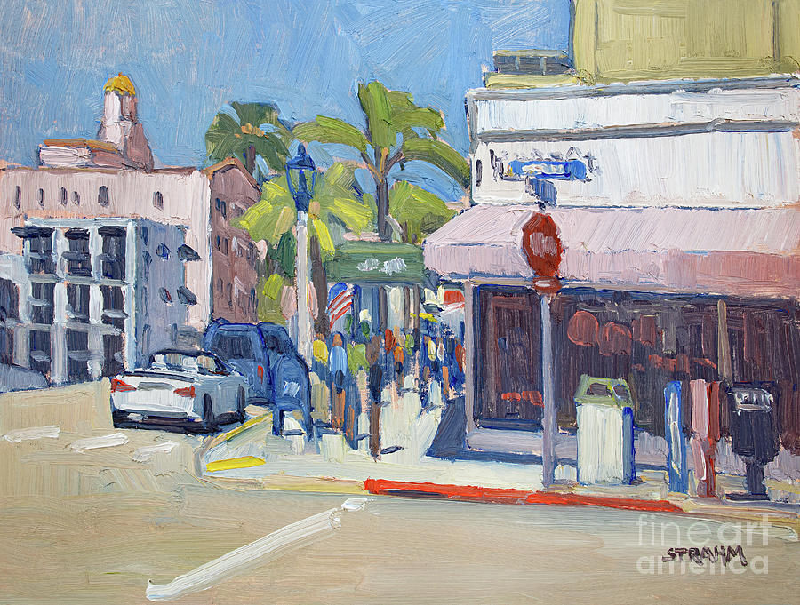 Girard and Prospect - La Jolla, San Diego, California Painting by Paul Strahm