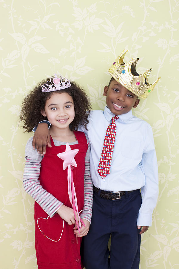 Girl and Boy Wearing Crowns Photograph by Sean De Burca