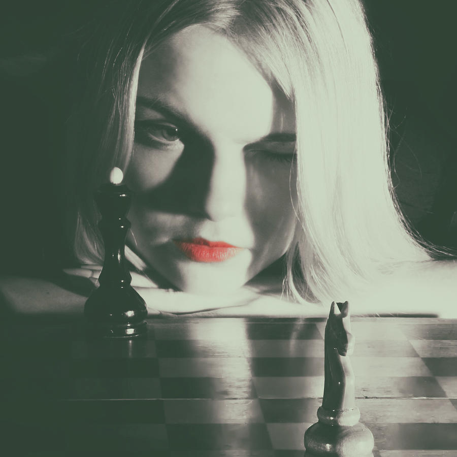 Girl and Chess Digital Art by Edward Galagan