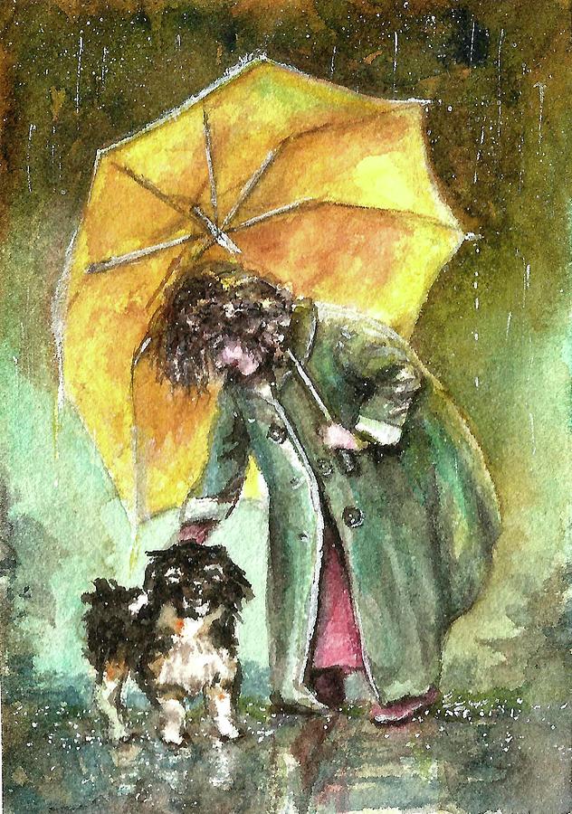 Girl And Doggy Painting