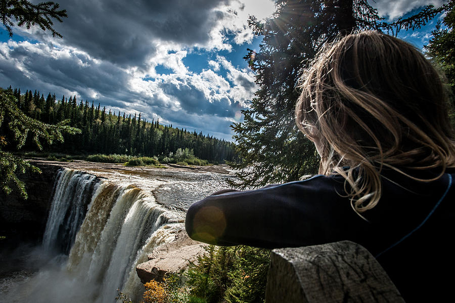 Girl at water falls Photograph by Steve Schwarz