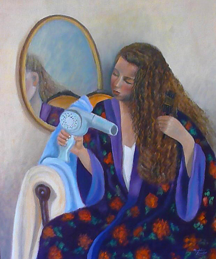 Girl Brushing Her Hair Painting by Madeline Lovallo