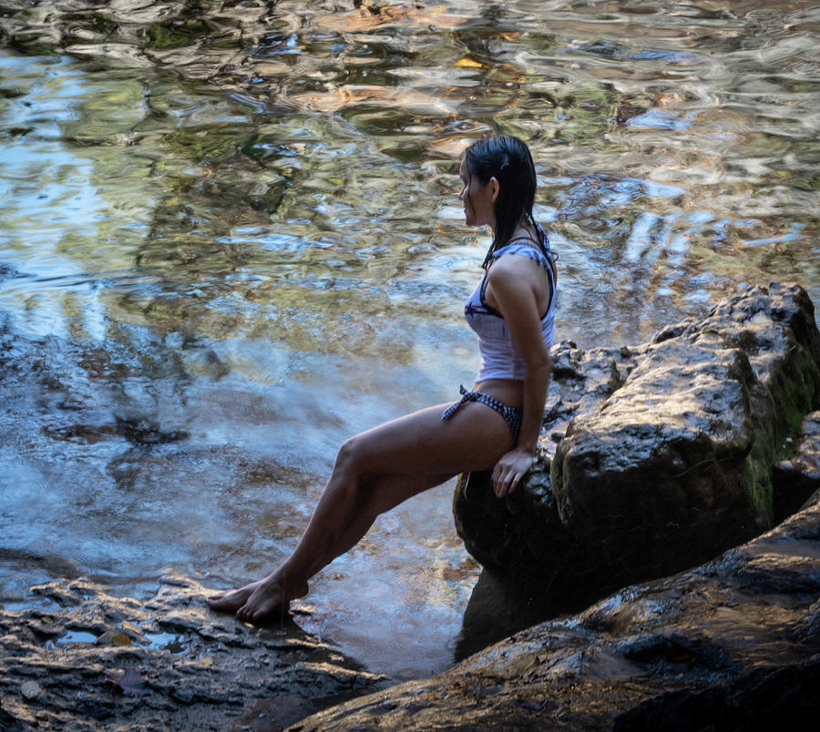 Girl by Pond Photograph by Dean Ginther