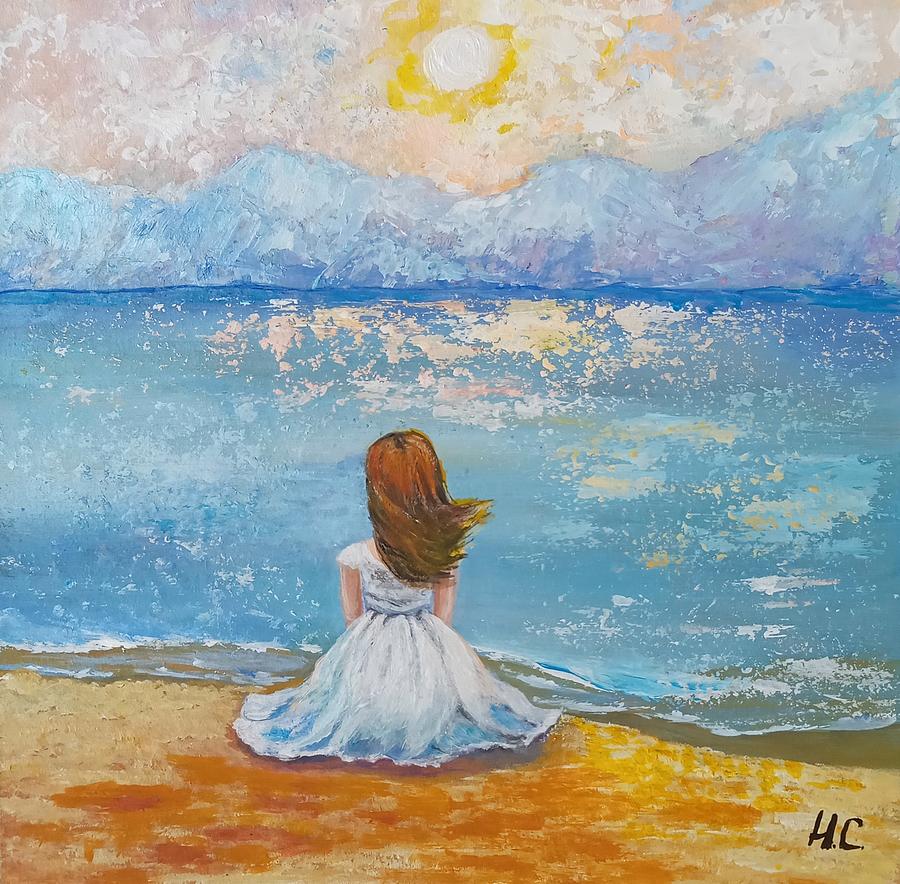 Girl By The Beach Painting By Helen Carajova Fine Art America   Girl By The Beach Helen Carajova 