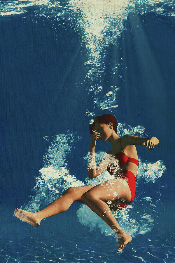 Girl Diving Into Water An Art Painting Digital Art by Jan Keteleer