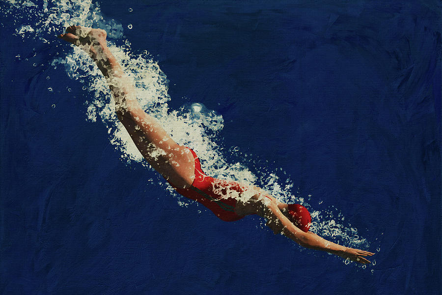 Girl Diving Into Water by Jan Keteleer Digital Art by Jan Keteleer