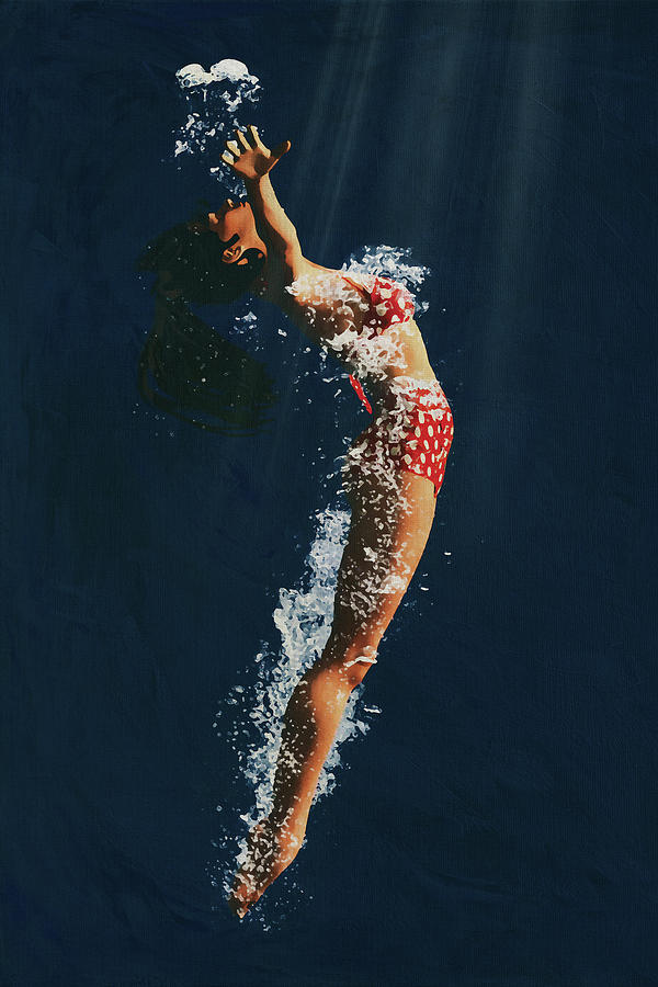 Girl Diving Into Water V Digital Art by Jan Keteleer
