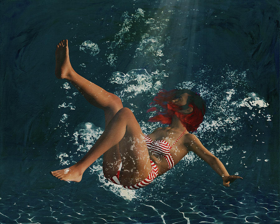 Girl Diving Into Water VIII Digital Art by Jan Keteleer