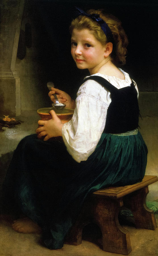 William Adolphe Bouguereau Painting - Girl Eating Porridge, 1874 by William-Adolphe Bouguereau