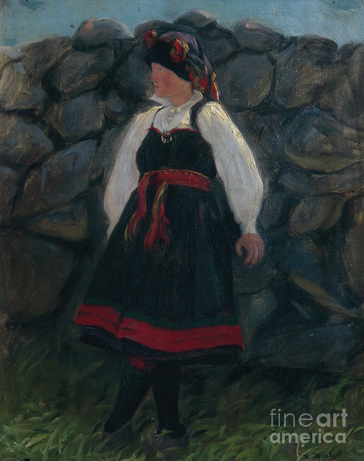 Girl from Setesdal  Painting by O Vaering by Gustav Wentzel