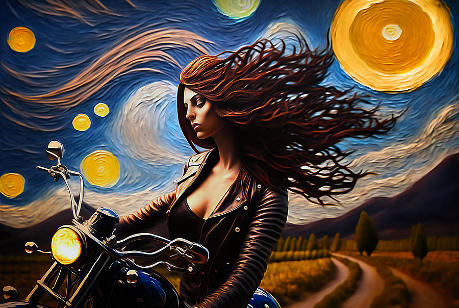 Girl Getting Out Of Town Under A Starry Sky Digital Art By Jim Brey