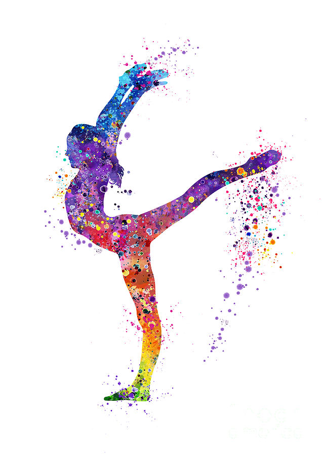 Girl Gymnastics Sports Watercolor Gift  Digital Art by White Lotus