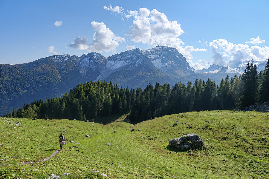 Girl hiking on the Italian Alps Photograph by Alberto Zanoni