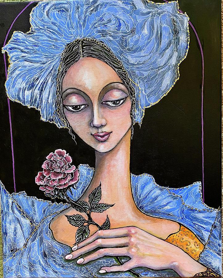 Girl Holding Flower 2 Painting by Rae Chichilnitsky