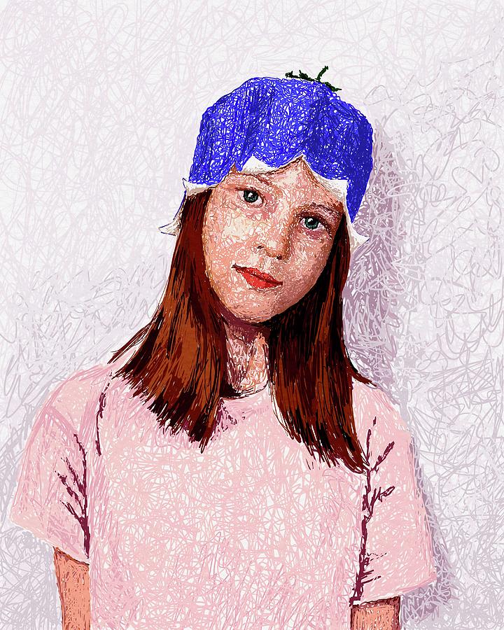 Girl in a Bell  Flower Hat Drawing by Masha Batkova