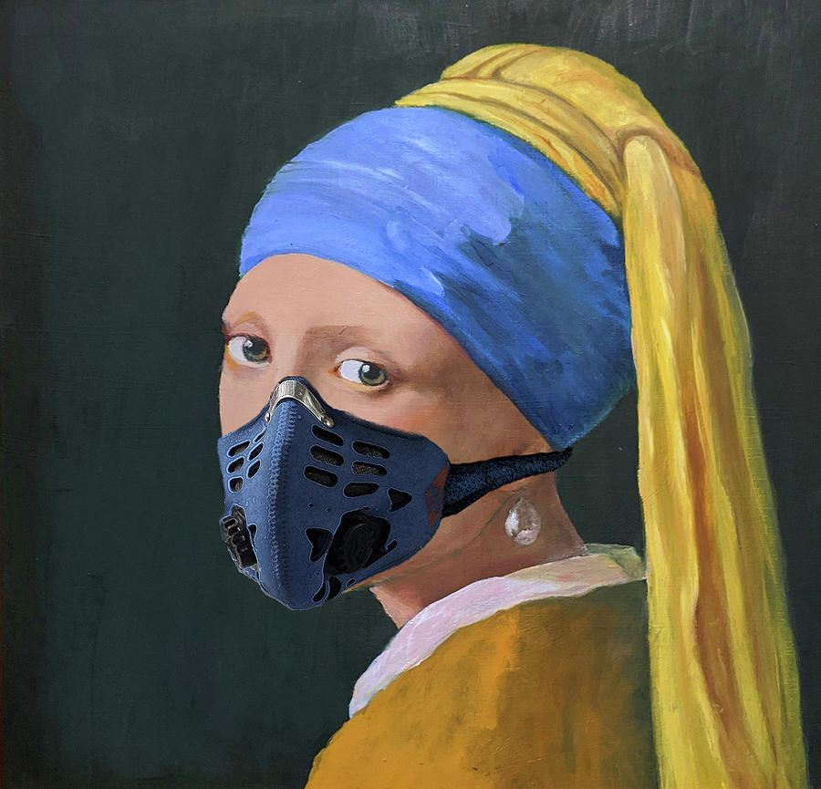 Girl With A Pearl Earring Digital Art - Girl in a Blue Mask by David McGhee Girl With A Pearl Earring Digital Art - Girl in a Blue Mask by David McGhee