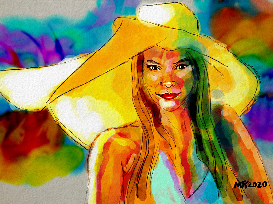 Girl In A Floppy Hat Digital Art by Michael Kallstrom