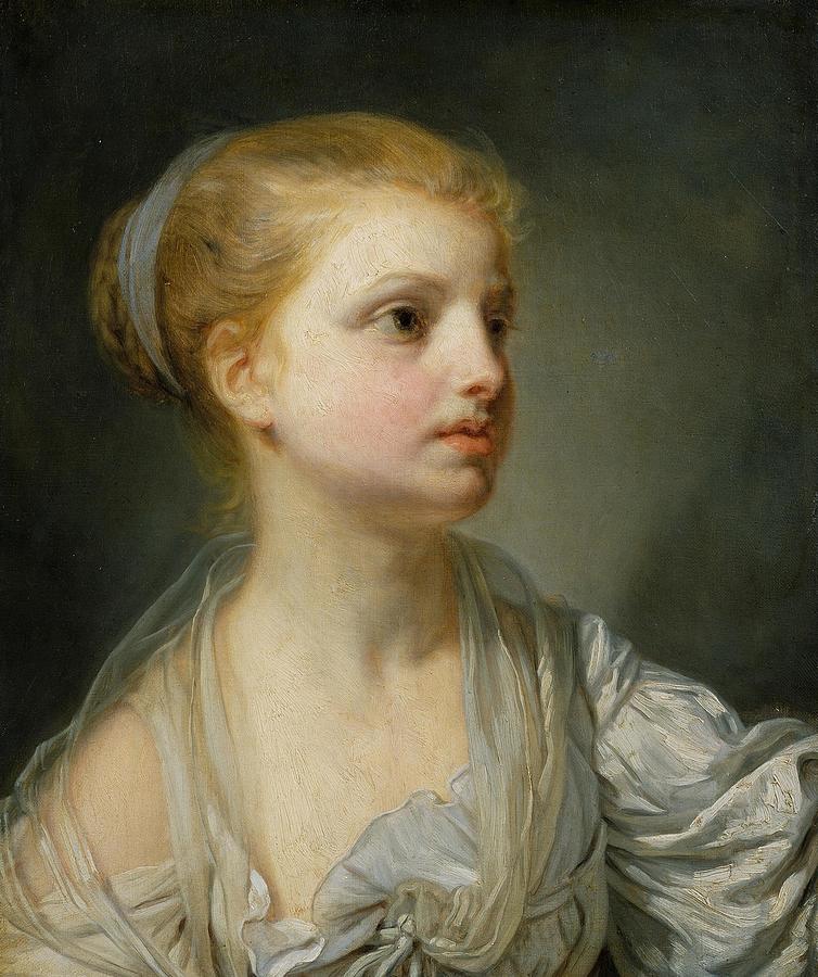 Girl in a White Dress c Painting by Jean Baptiste Greuze French - Fine ...