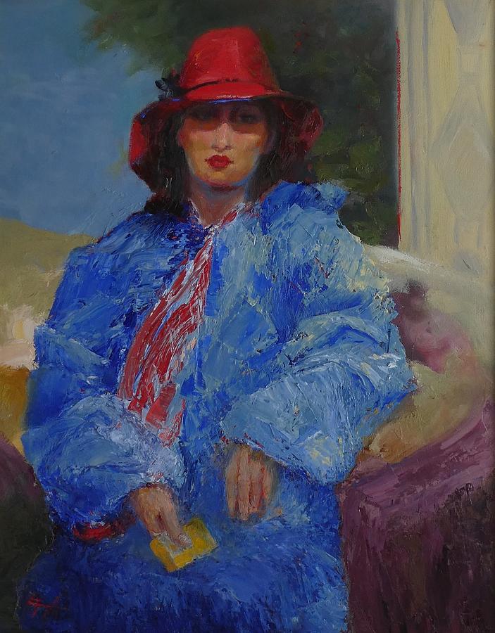 Girl Painting - Girl in Ex-boyriends Coat by Irena Jablonski
