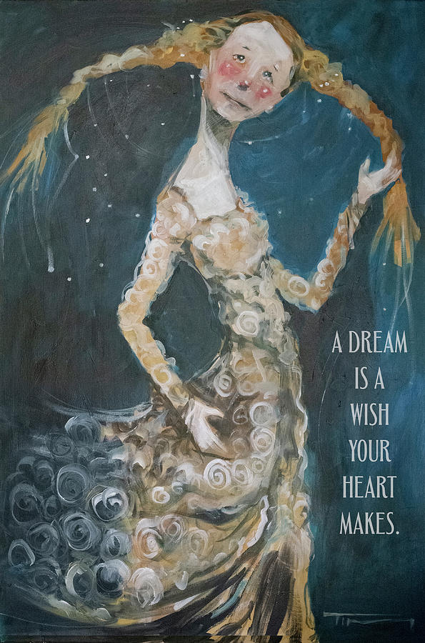 Girl In Gown Dream Quote Painting by Tim Nyberg