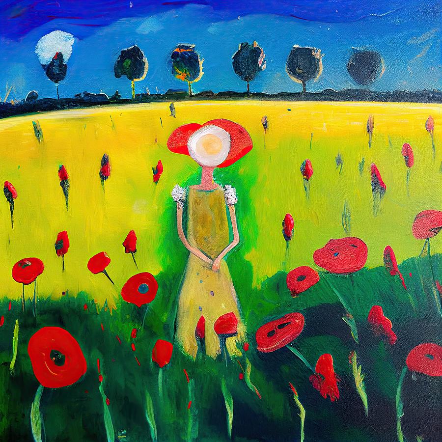 Abstract Painting - Girl in Poppy Field by My Head Cinema