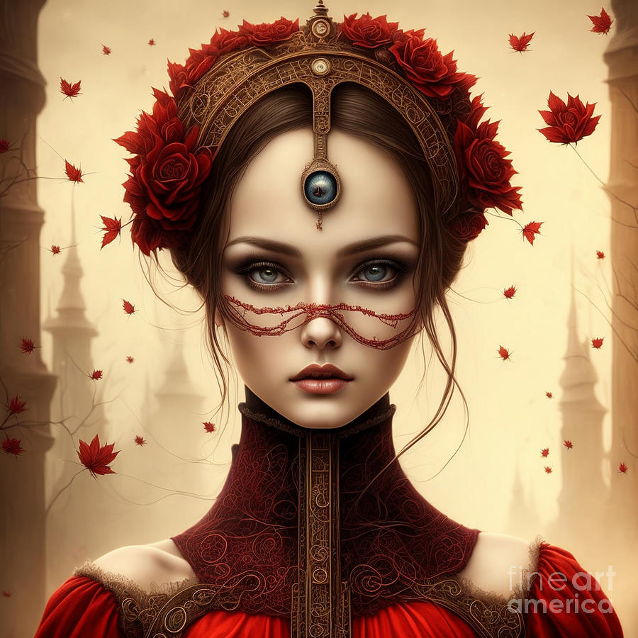 Girl In Red - Autumn Portrait 1 Digital Art by Philip Preston