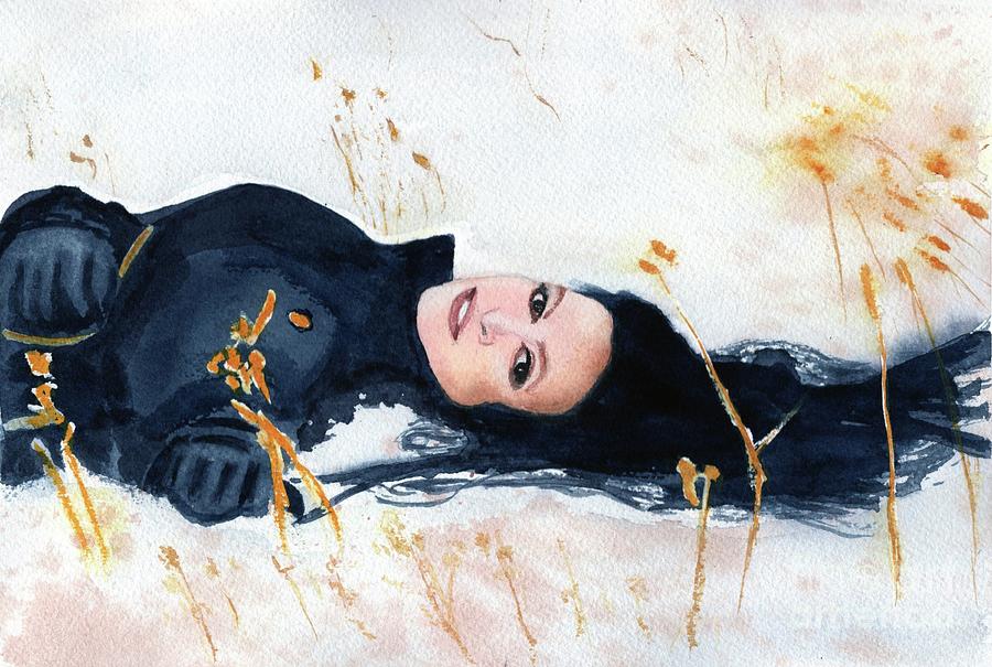 Girl in Snow Painting by Vicki B Littell