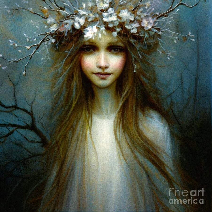 Girl in the Flowered Crown Digital Art by Julie Kaplan - Fine Art America