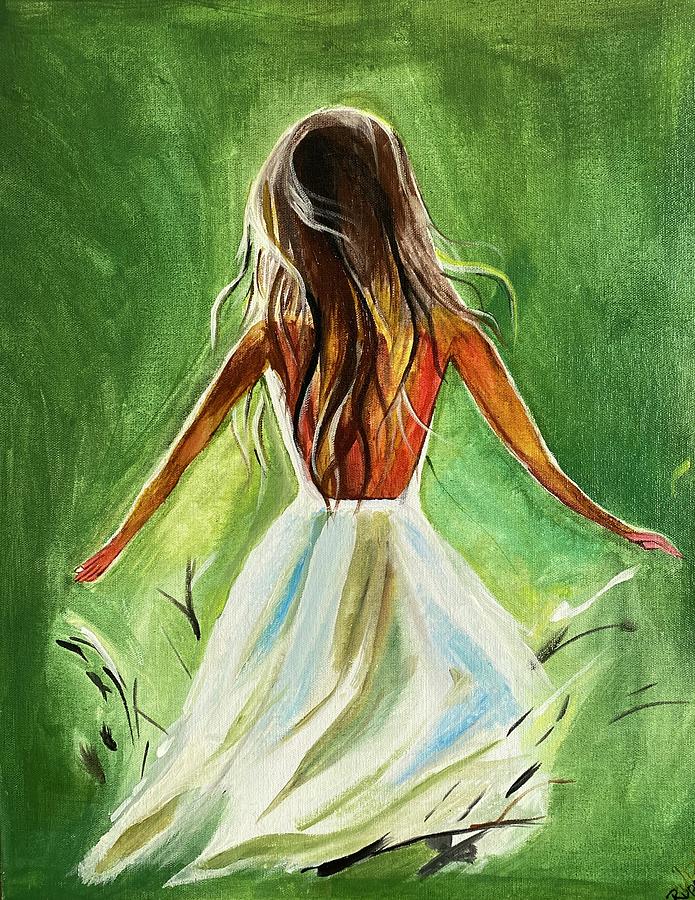 Girl in the grass Painting by Rupal Sekhar - Fine Art America