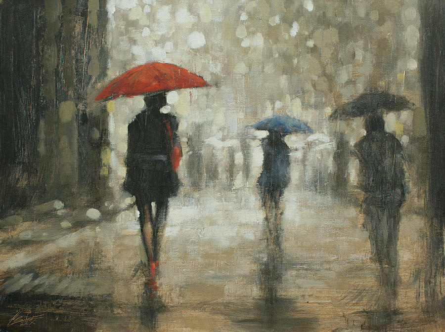 Girl in the rain III Painting by John Silver