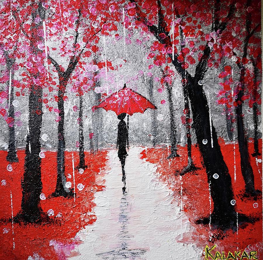 Girl in the rain Painting by Rahul Suman - Fine Art America