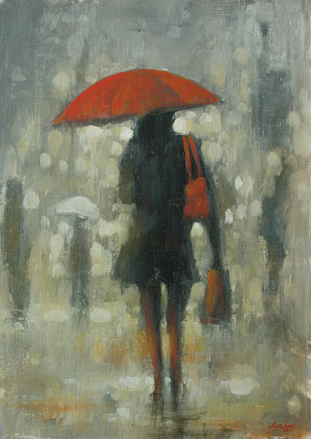 Girl in the rain V Painting by John Silver
