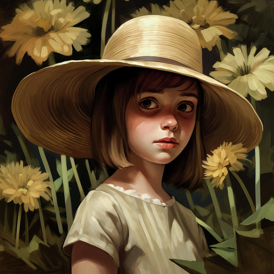 Girl in the Straw Hat Digital Art by Robert Knight