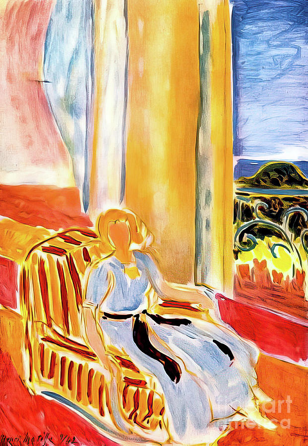 Girl in White Robe Seated by the Window by Henri Matisse 1942 Painting by Henri Matisse