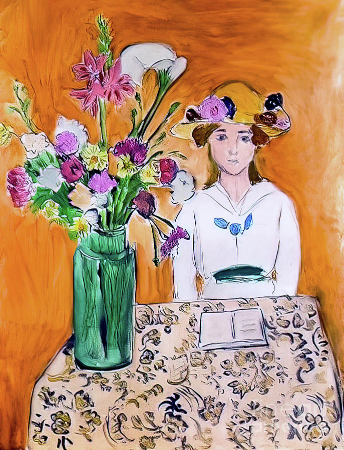 Girl In White With A Bouquet By Henri Matisse 1919 Painting