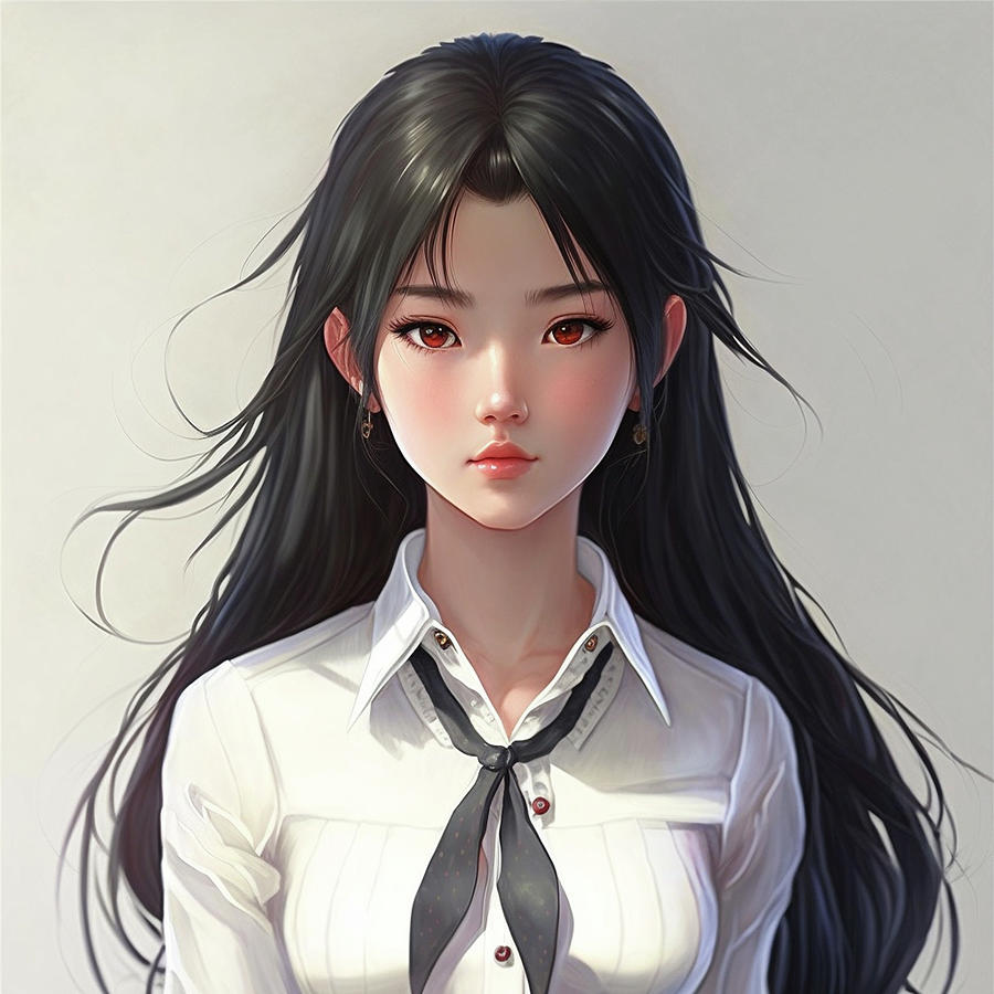 Girl Long Black Hair Digital Art By Kailooma X Thedol - Fine Art America