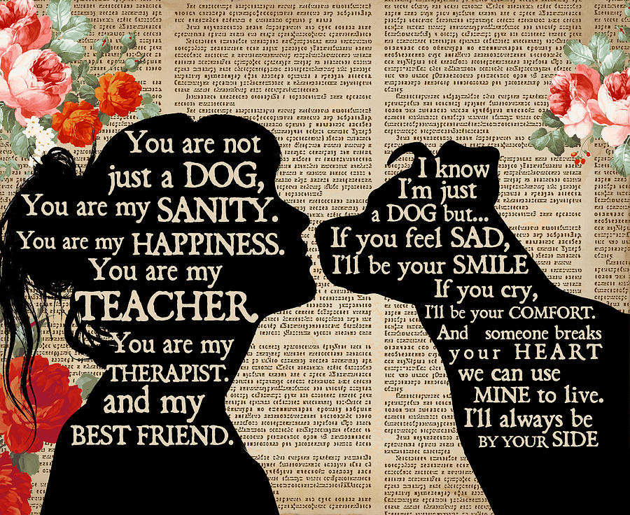 Wildlife Digital Art - Girl Loves Dog - You Are Not Just A Dog, You Are My Sanity, You Are My Happiness Canvas Poster by Julien