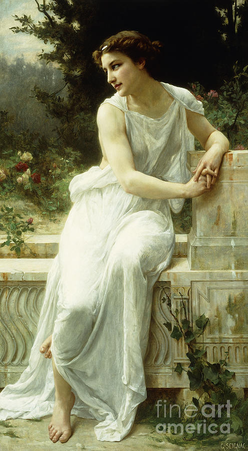 Girl of Pompeii in a Garden Painting by Guillaume Seignac