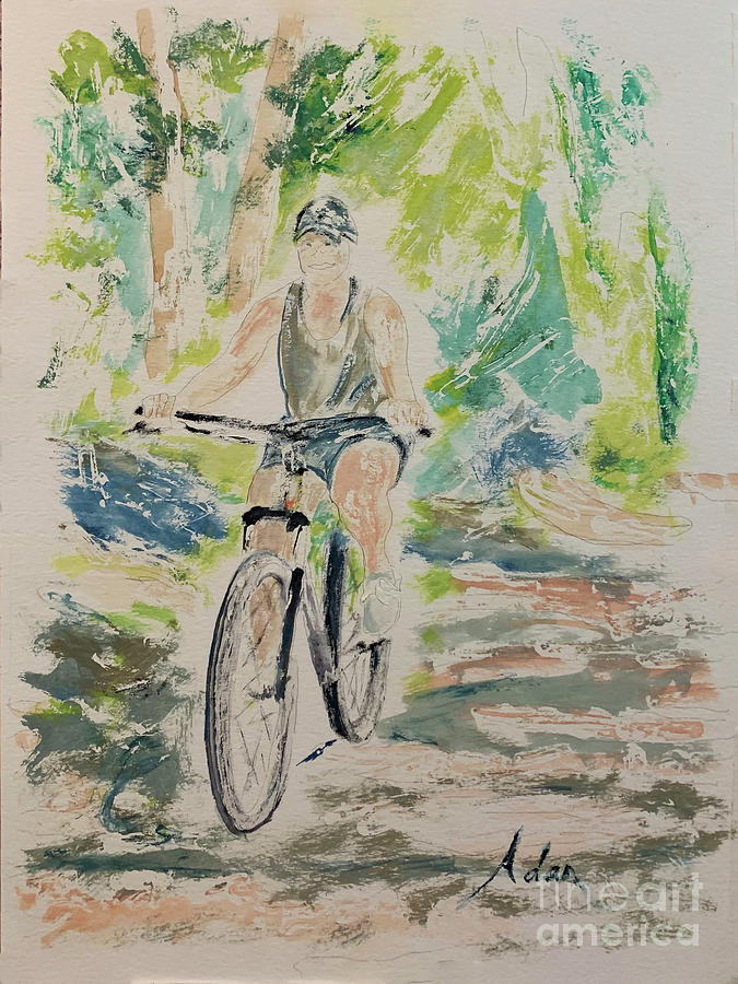 Girl on a Bicycle Study 1 v2 Painting by Felipe Adan Lerma