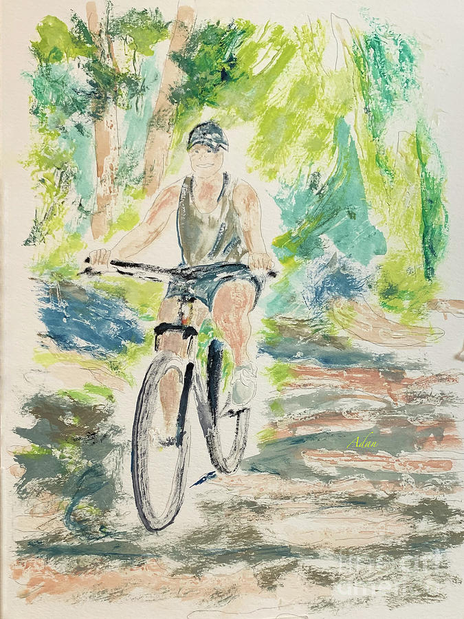 Girl on a Bicycle Study v1 Painting by Felipe Adan Lerma