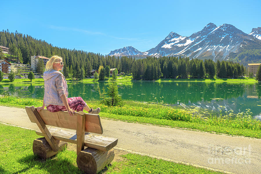 girl on bench of Arosa Photograph by Benny Marty