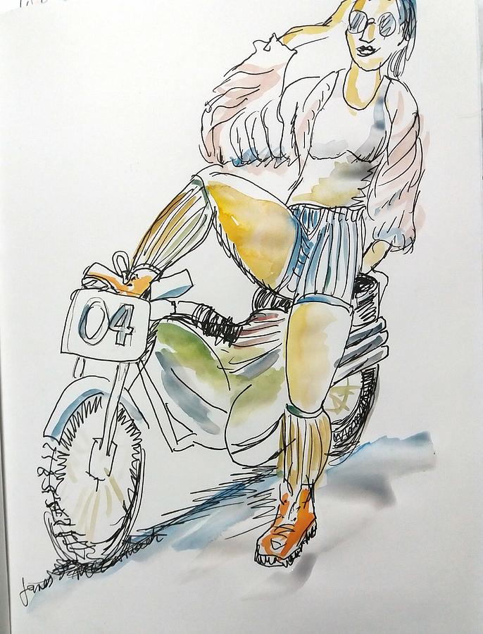 Girl on Bike Drawing by James McCormack
