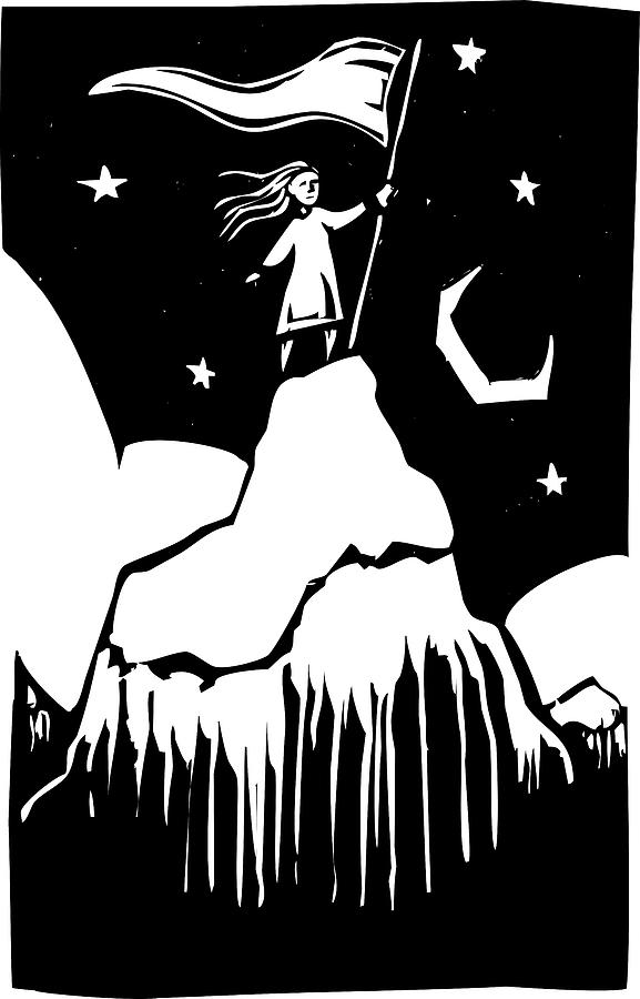 Girl on Mountain Drawing by Jeffrey Thompson