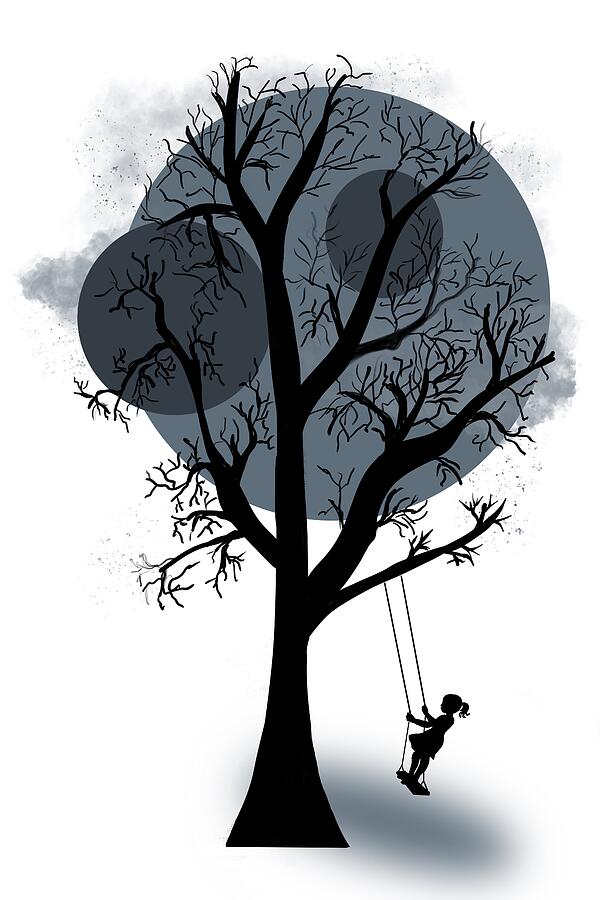 Girl on Tree Swing Digital Art by Pamela Williams